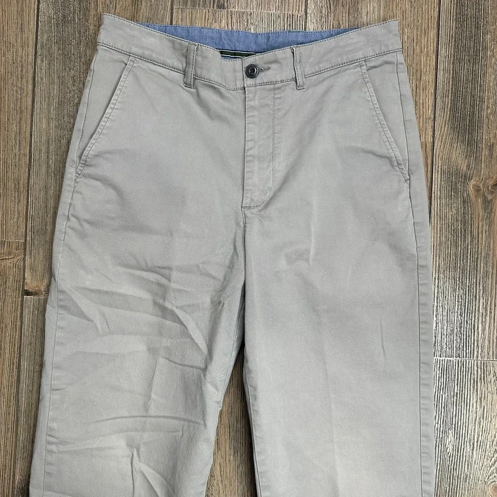 L.L. Bean Natural Fit Flat Front Khakis Chino Pants Men Size 30x31.5 Gray 503737